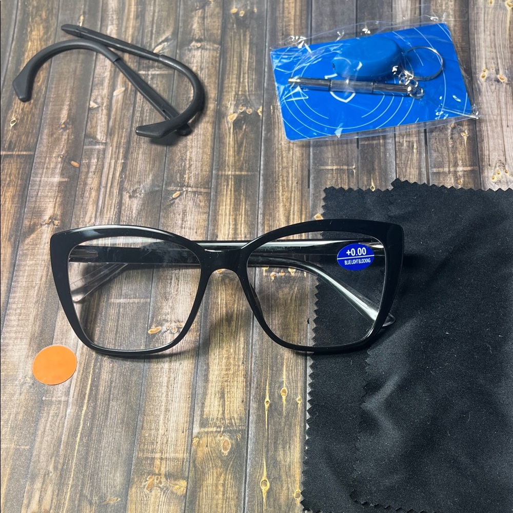 5for$10 Large Black Framed +0.00 Blue Light Reading Glasses Reading Accessories